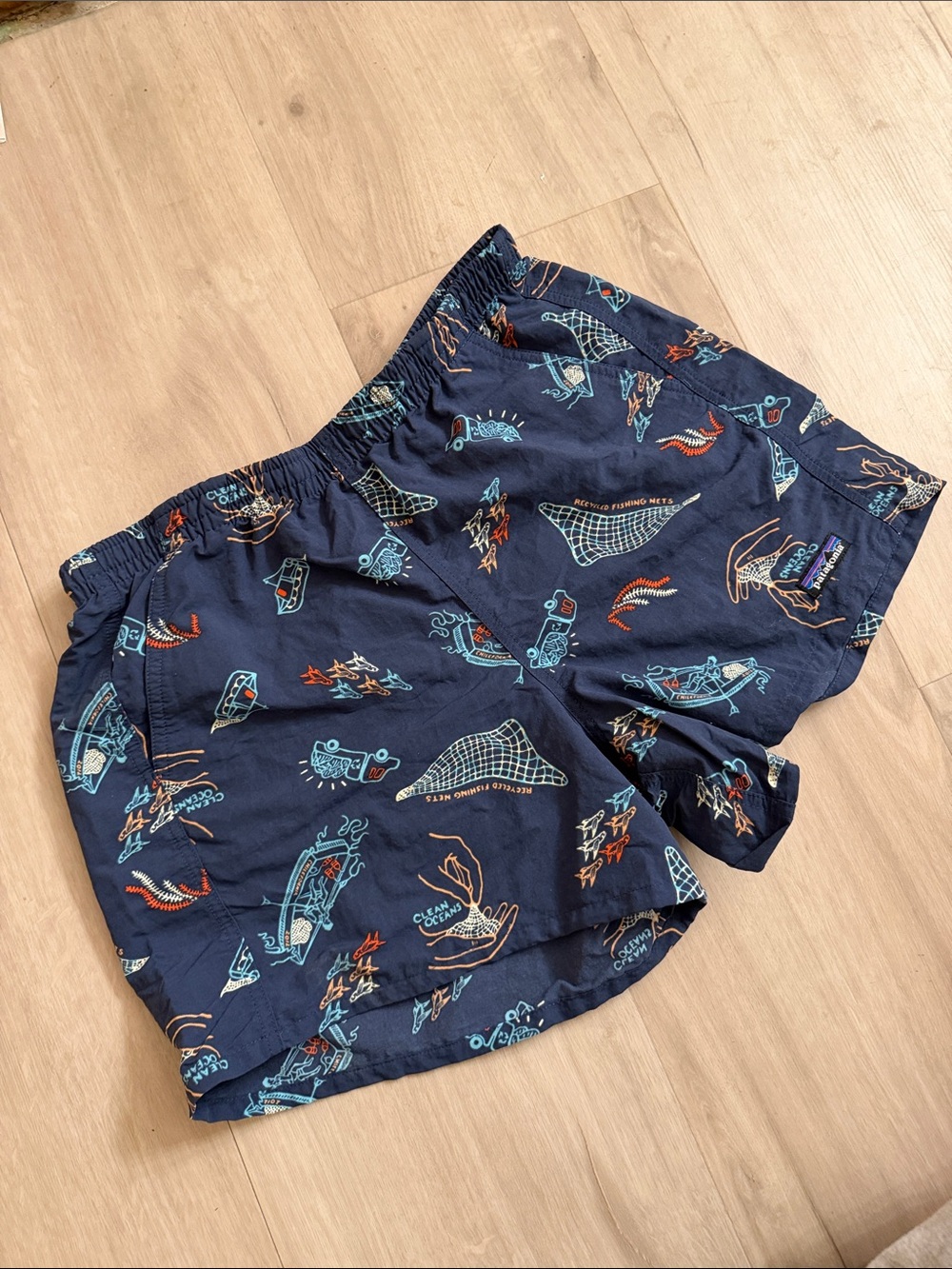 Patagonia Navy Blue Printed Women's Athletic Shorts